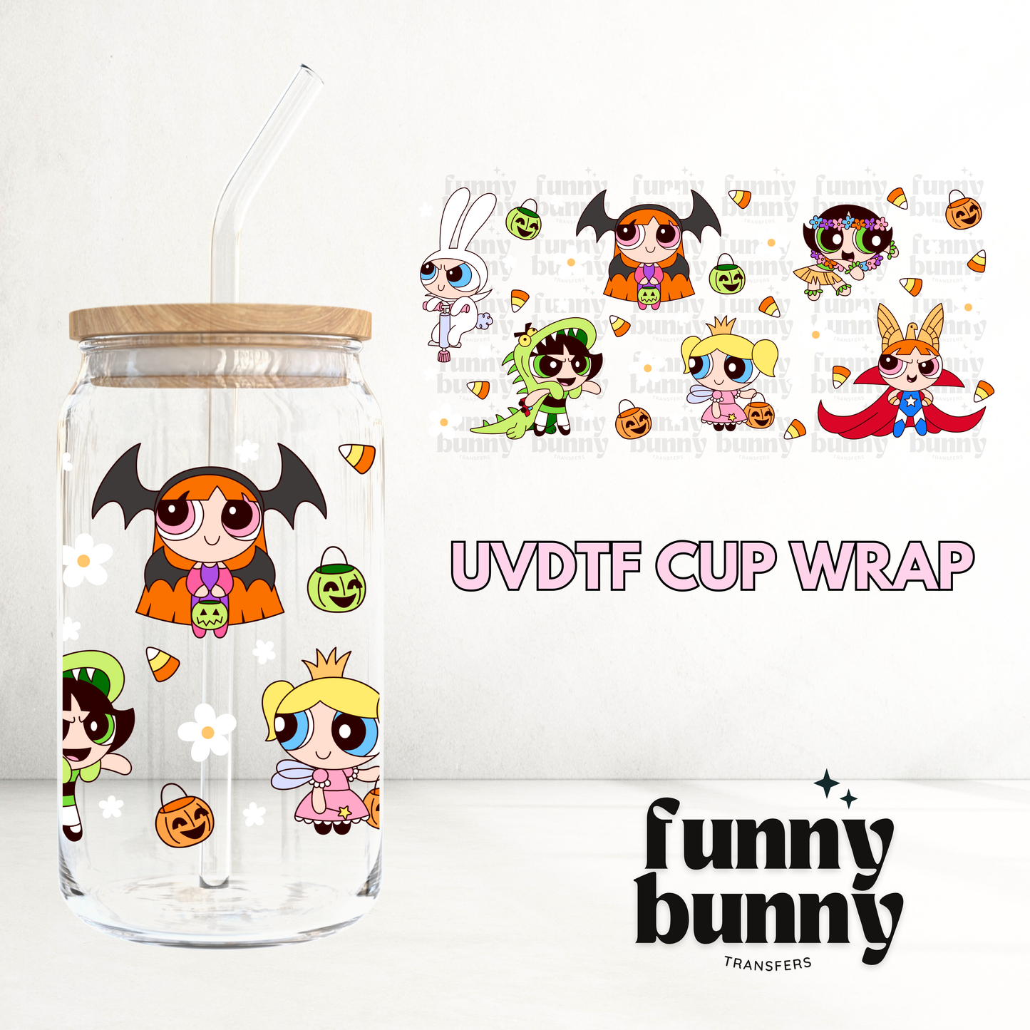 Spooky Puff Girlies - 16oz UVDTF Cup Wrap