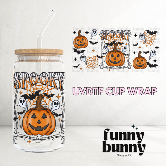 Spooky Pumpkin Ghost Bats - 16oz UVDTF Cup Wrap