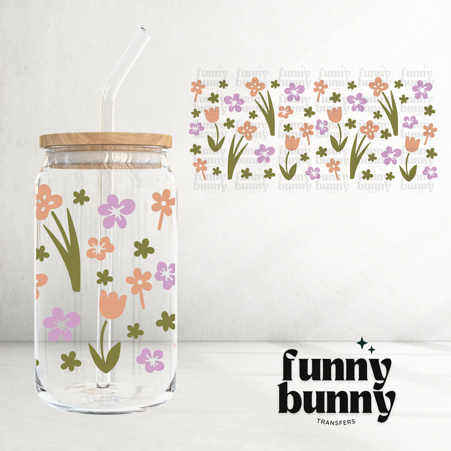 Spring Aesthetic Flowers -  16oz UVDTF Cup Wrap