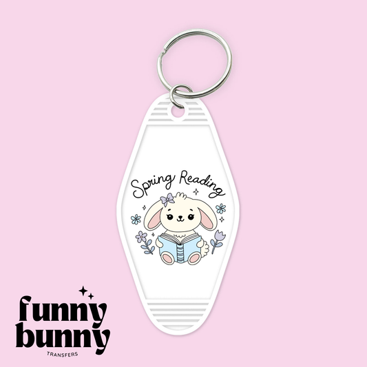 Spring Bunny Reading - Motel Keychain