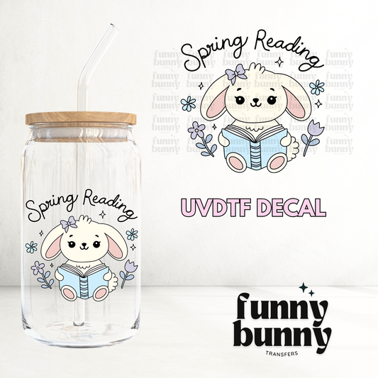 Spring Bunny Reading - UVDTF Decal