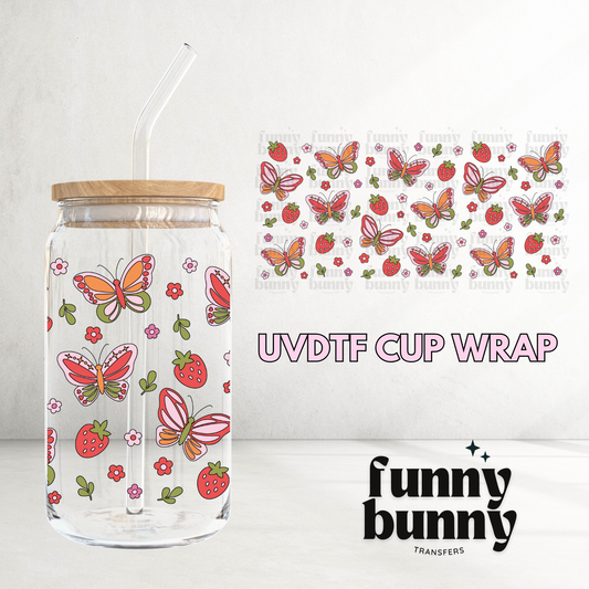 Spring Berry Butterflies - 16oz UVDTF Cup Wrap