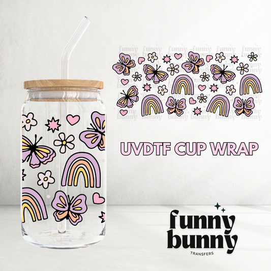 Spring Butterfly Rainbow - 16oz UVDTF Cup Wrap