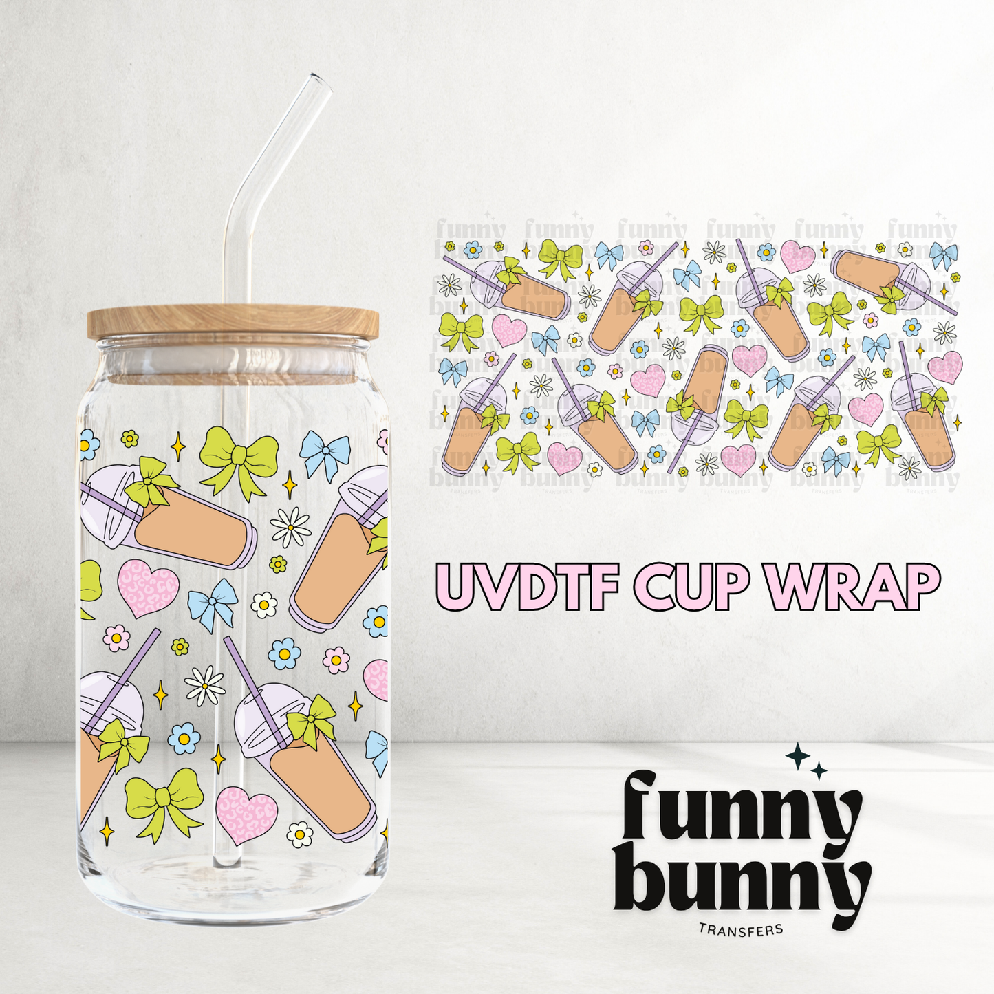 Spring Cafe Latte - 16oz UVDTF Cup Wrap
