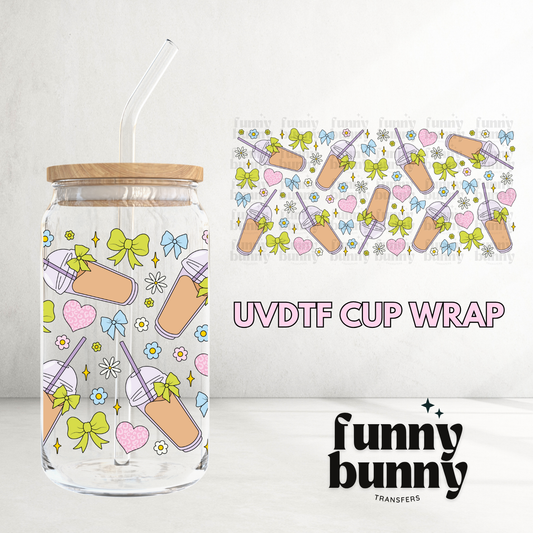Spring Cafe Latte - 16oz UVDTF Cup Wrap