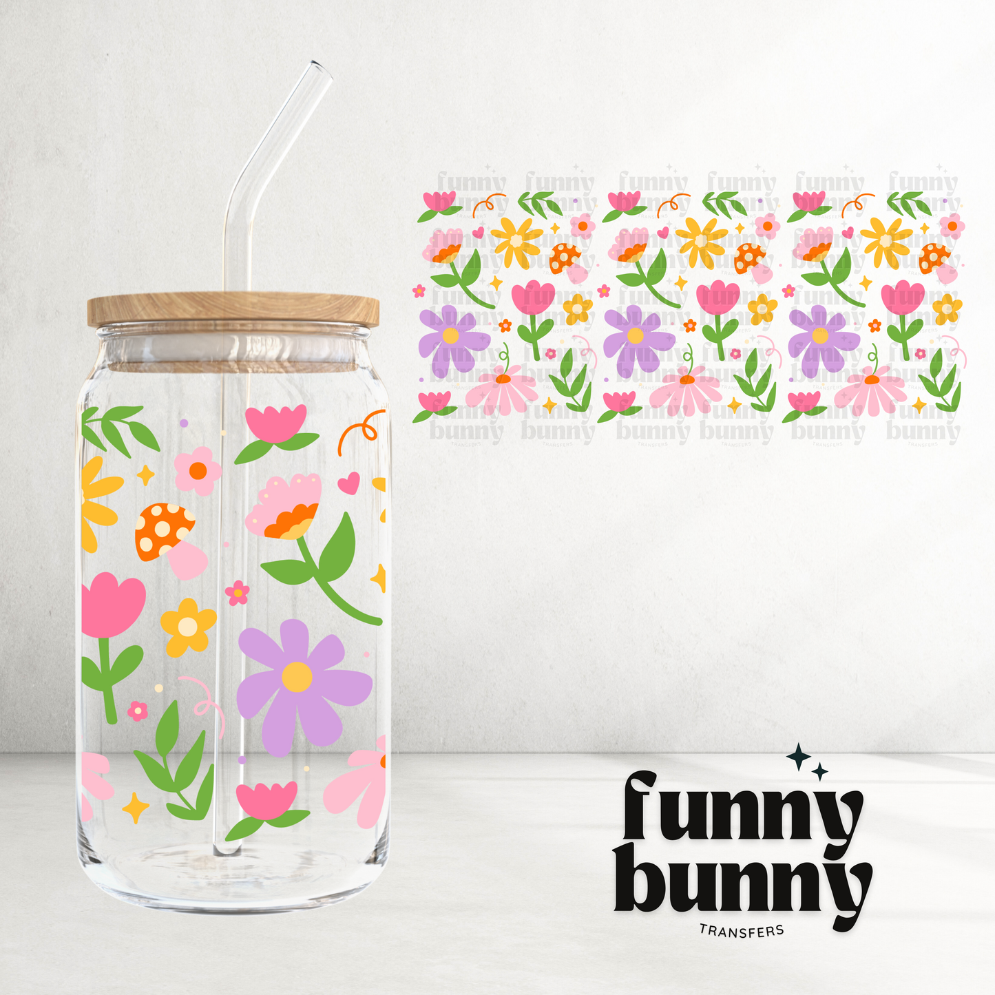 Spring Floral Doddle -  16oz UVDTF Cup Wrap