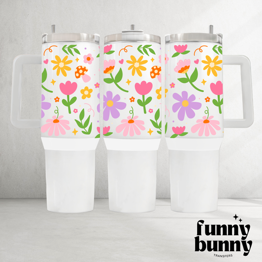 Spring Floral Doodle - 40oz UVDTF Tumbler Wrap