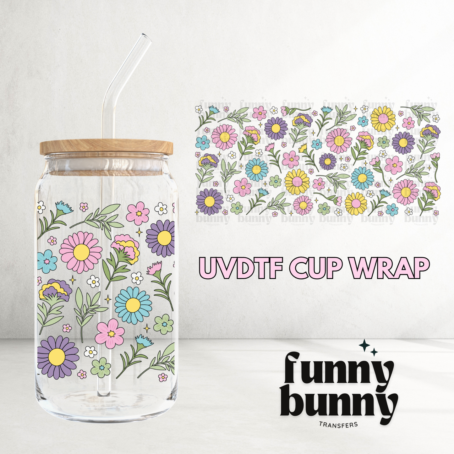 Spring Wild Floral Garden - 16oz UVDTF Cup Wrap