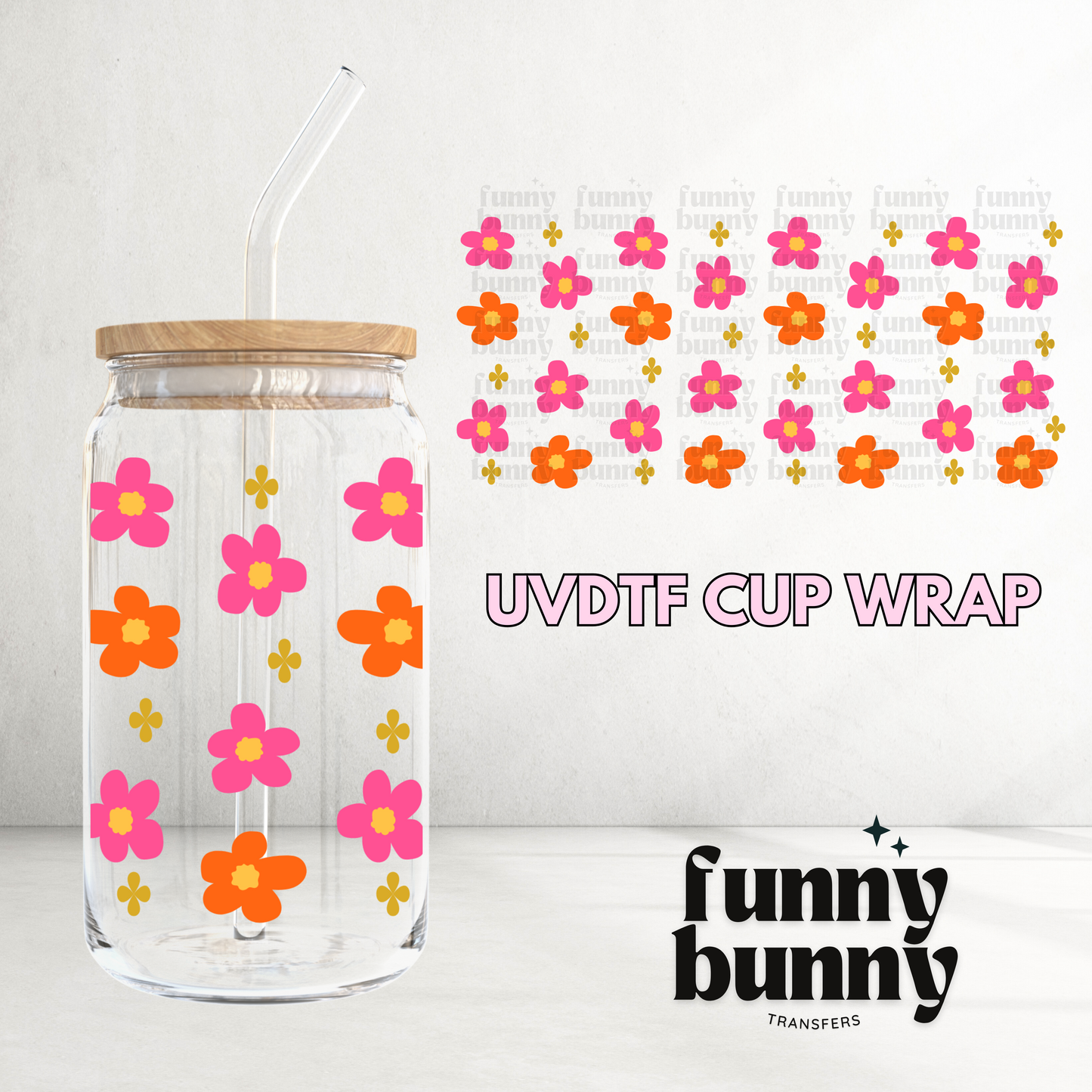 Spring Flower Clover - 16oz UVDTF Cup Wrap