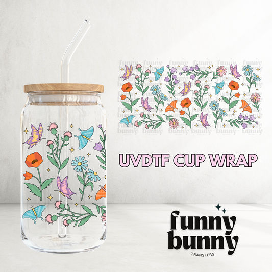 Spring Flowers & Butterflies - 16oz UVDTF Cup Wrap