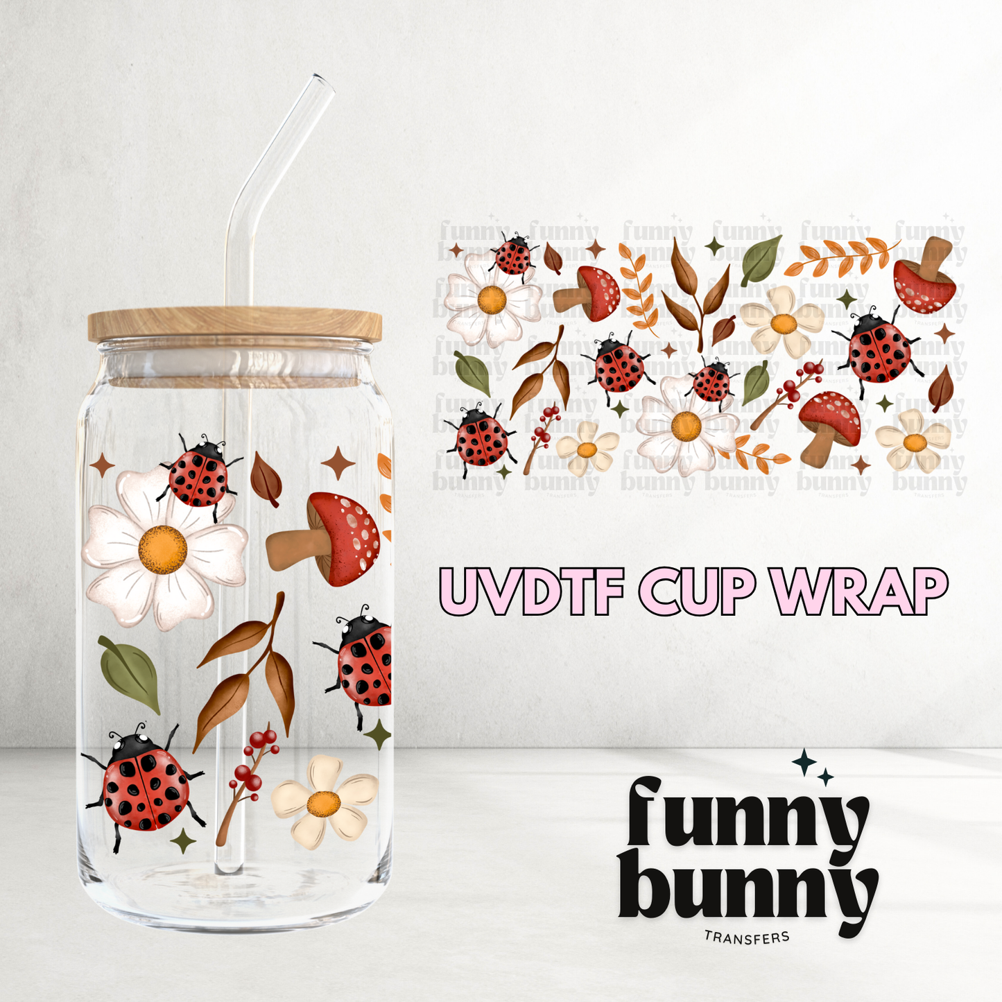 Spring Lady Bugs - 16oz UVDTF Cup Wrap
