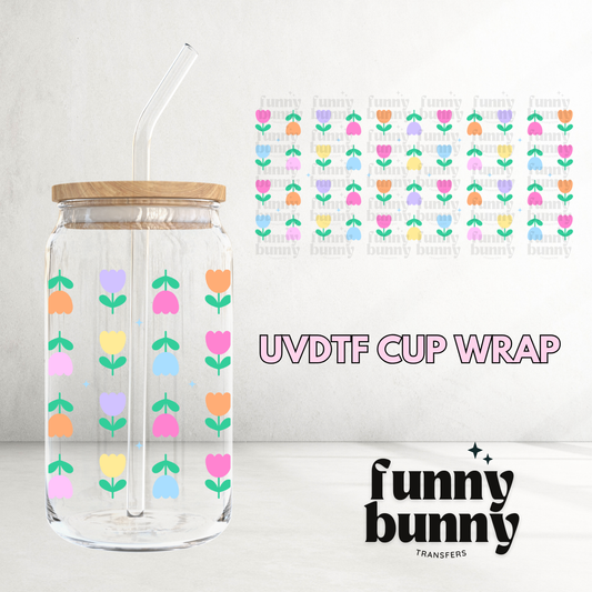 Spring Pastel Tulips- 16oz UVDTF Cup Wrap