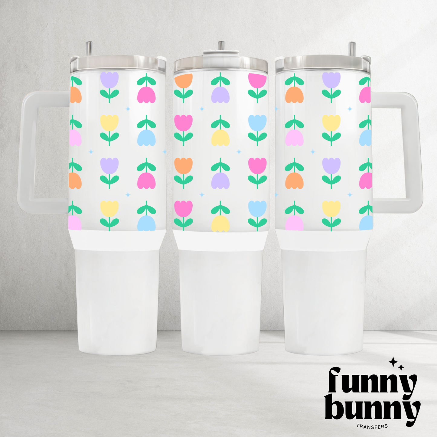 Spring Pastel Tulips - 40oz UVDTF Tumbler Wrap