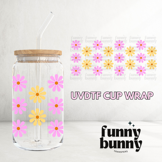 Spring Retro Daisies - 16oz UVDTF Cup Wrap