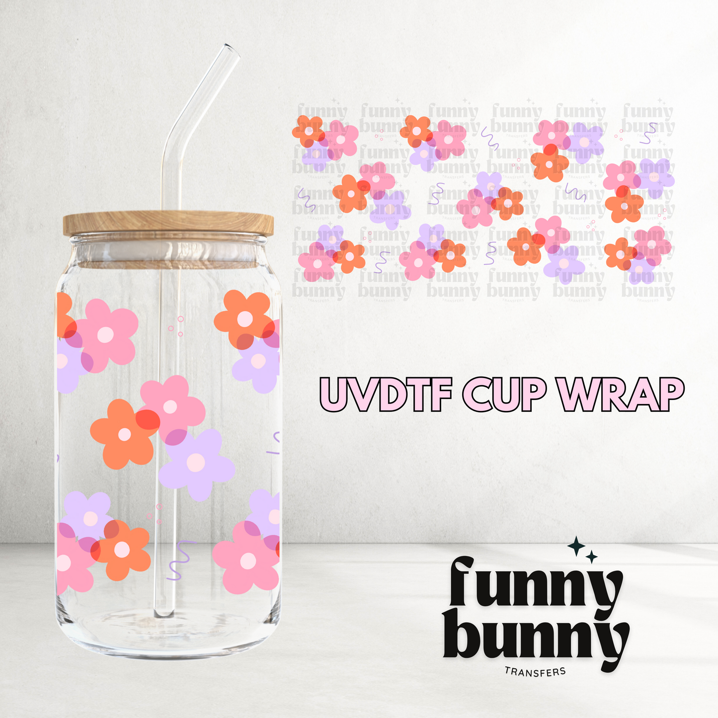 Squiggle Flowers -  16oz UVDTF Cup Wrap