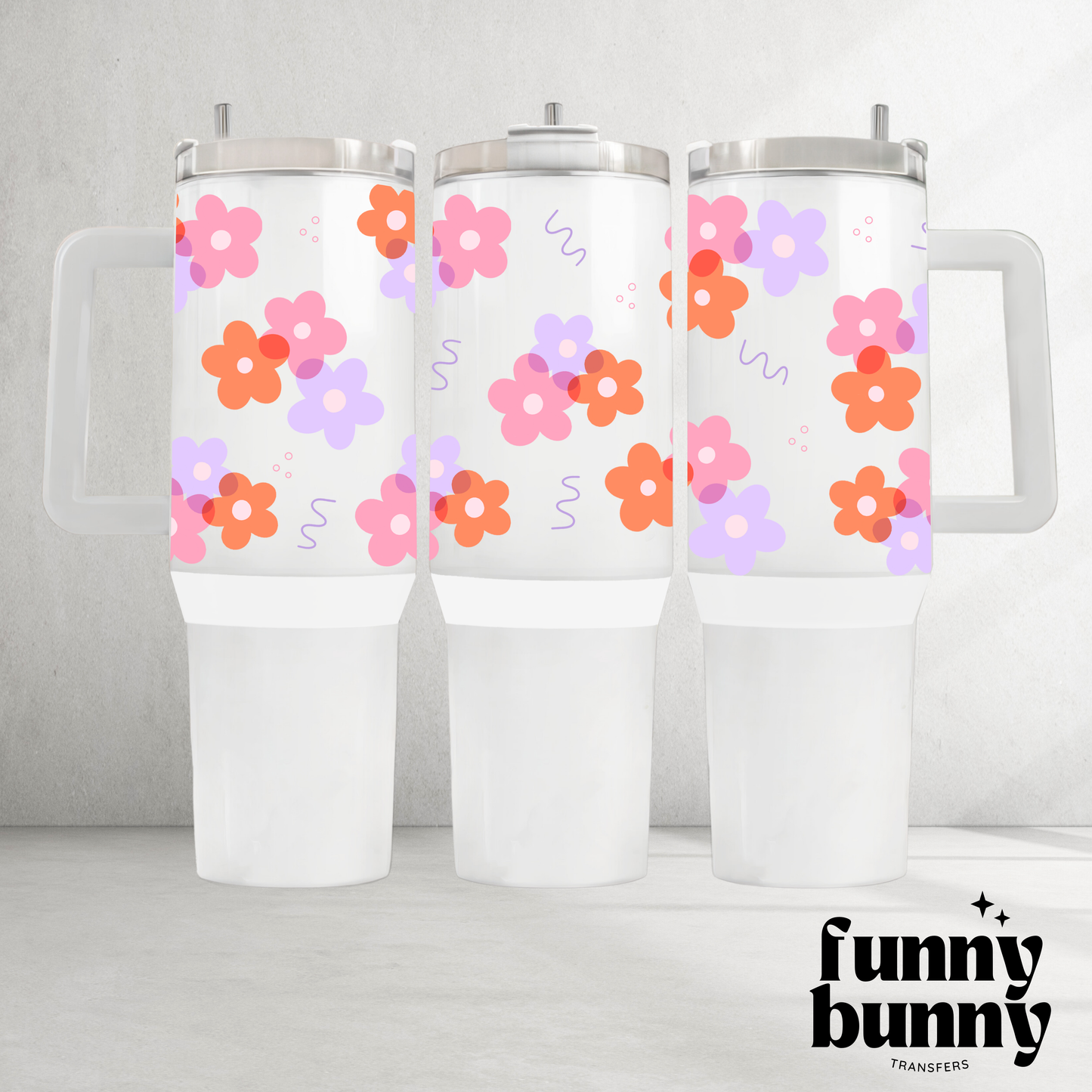 Squiggle Flowers - 40oz UVDTF Tumbler Wrap