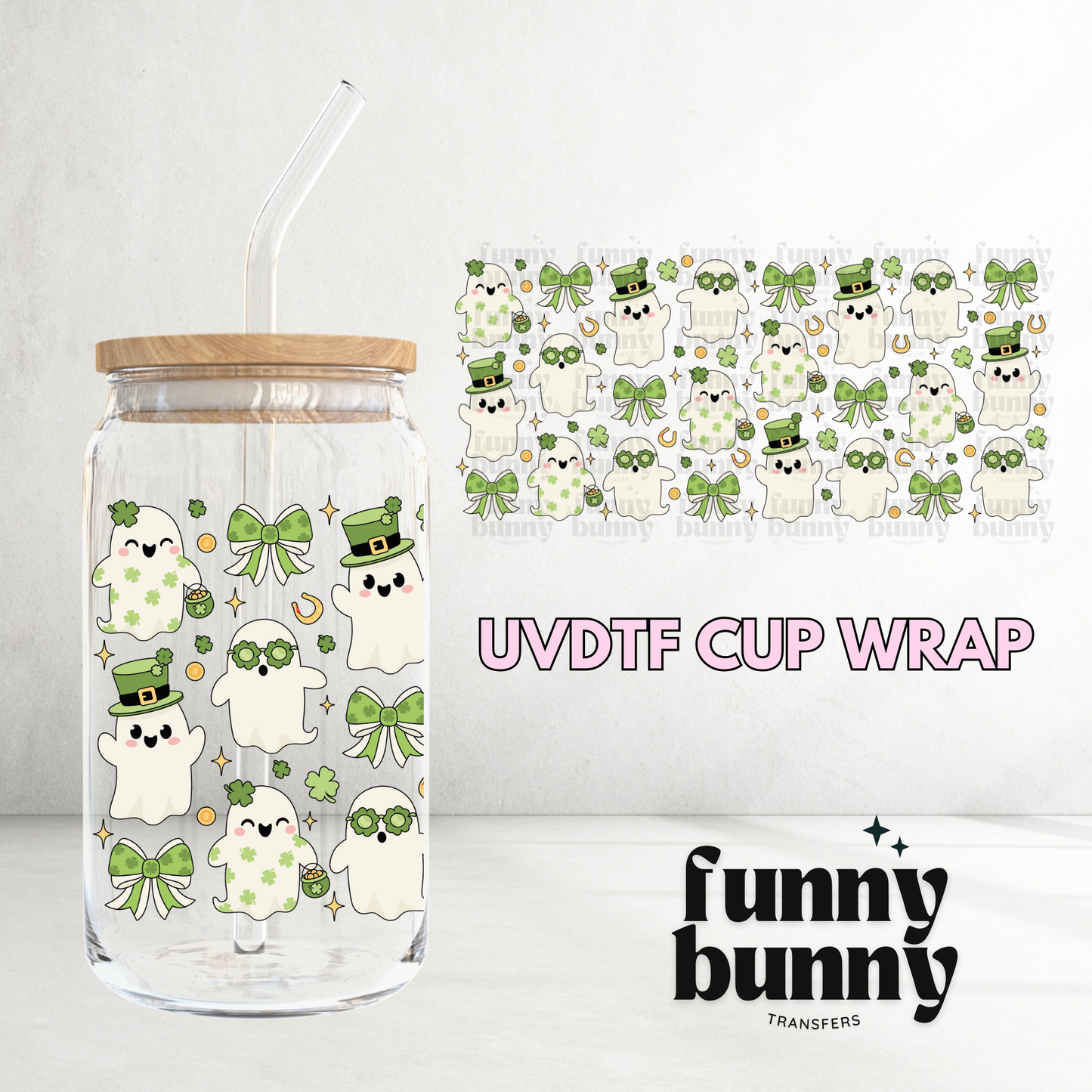 St Patricks Ghosts - 16oz UVDTF Cup Wrap