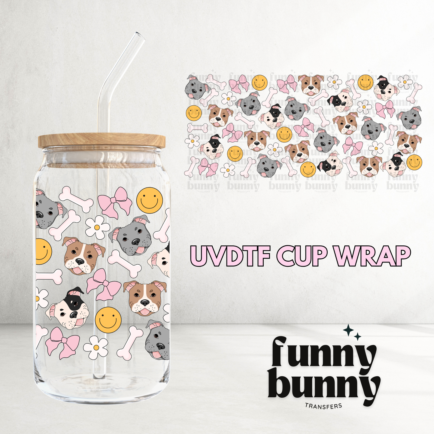 Staffy Puppies - 16oz UVDTF Cup Wrap