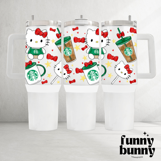 Starbies Kitty - 40oz UVDTF Tumbler Wrap
