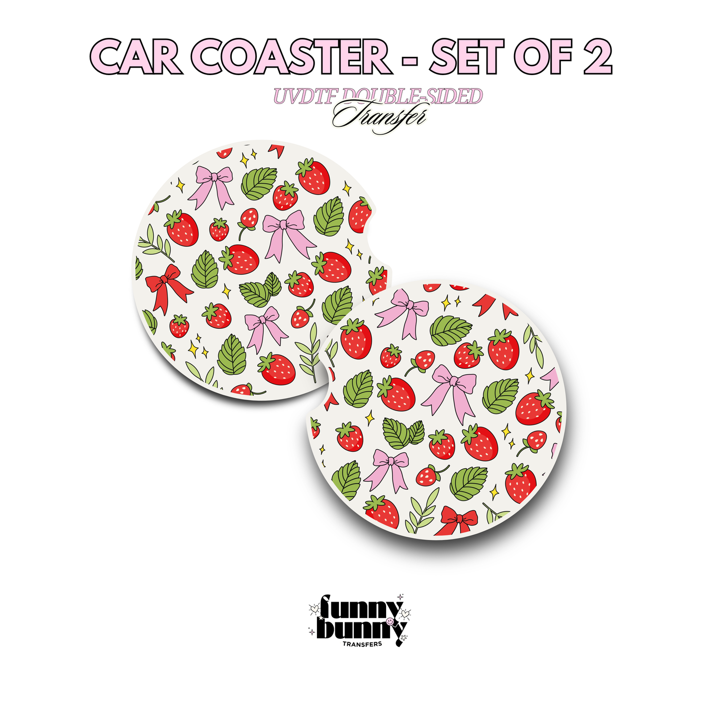Strawberries And Bows - UVDTF Coaster