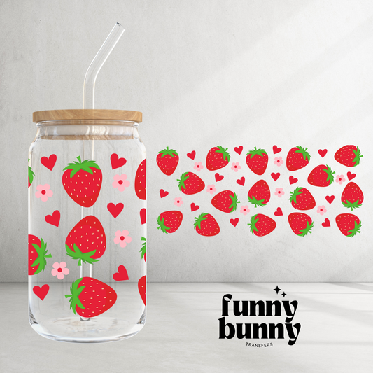 Strawberries & Cream - 16oz UVDTF Cup Wrap (EXCLUSIVE)