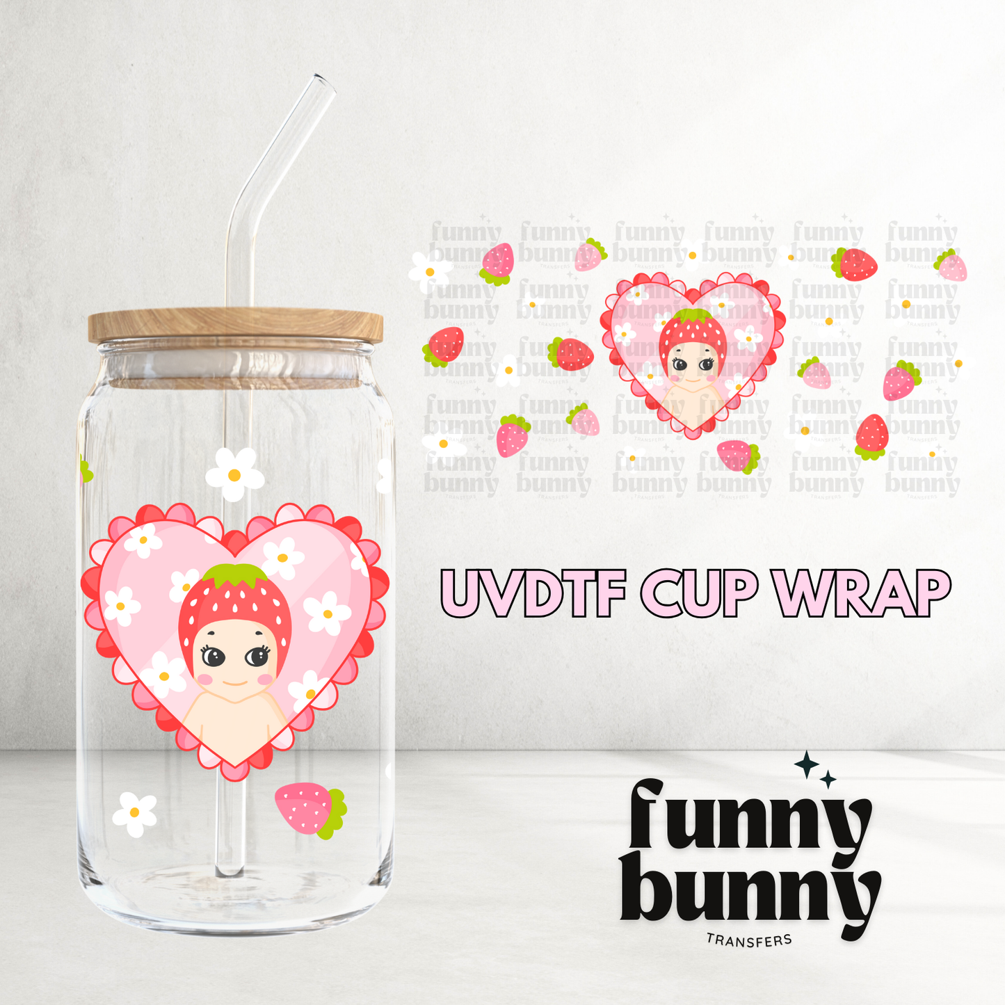 Strawberry Angel - 16oz UVDTF Cup Wrap