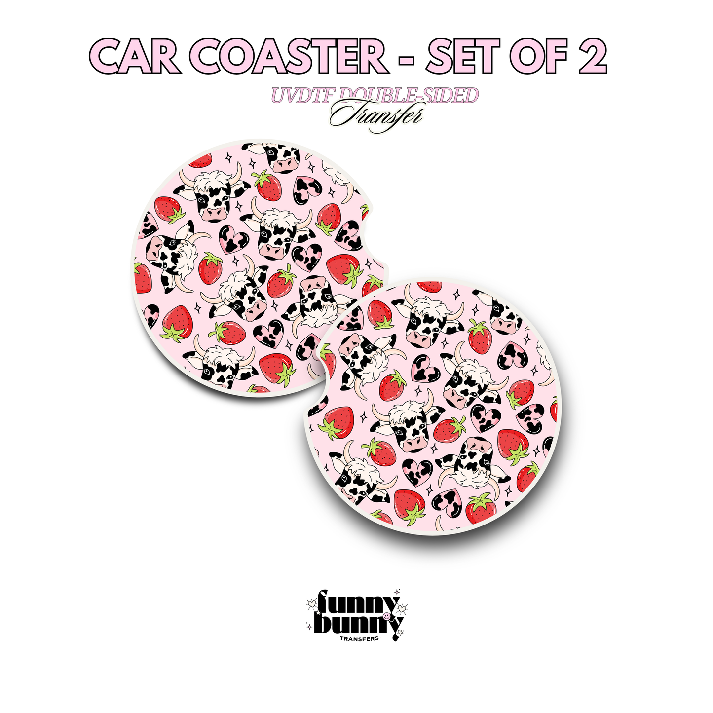 Strawberry Cow - UVDTF Coaster