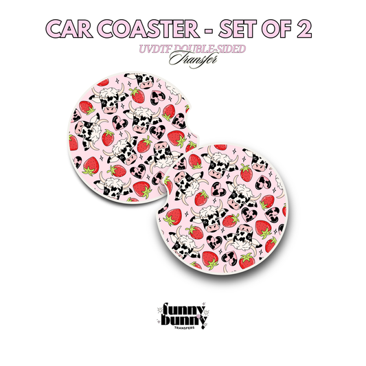 Strawberry Cow - UVDTF Coaster