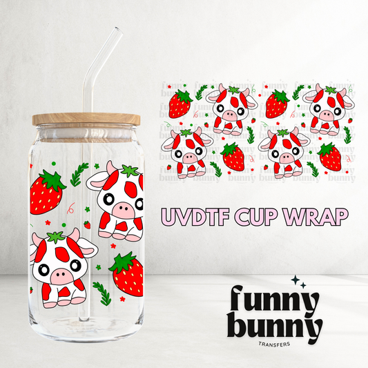 Strawberry Cow Cutie - 16oz UVDTF Cup Wrap