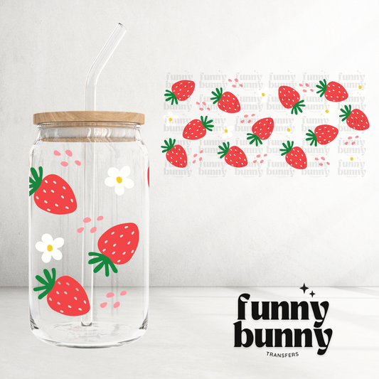 Strawberry Daisies - 16oz UVDTF Cup Wrap