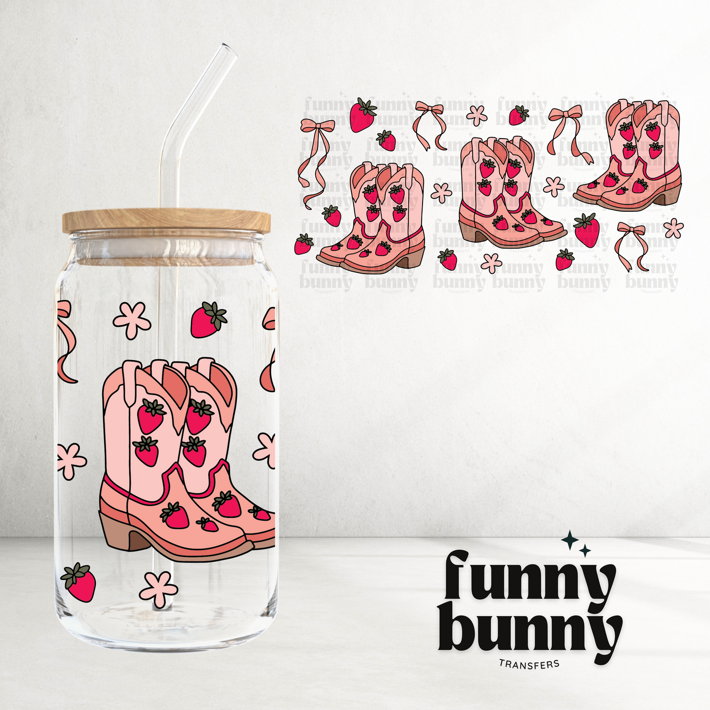 Strawberry Cowgirl - 16oz UVDTF Cup Wrap