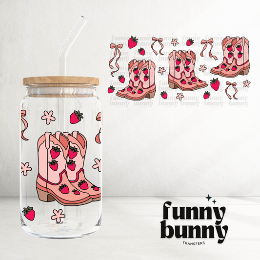 Strawberry Girl Boots -  16oz UVDTF Cup Wrap