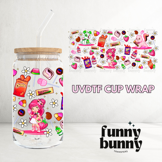 Strawberry Girl Snacks -  16oz UVDTF Cup Wrap