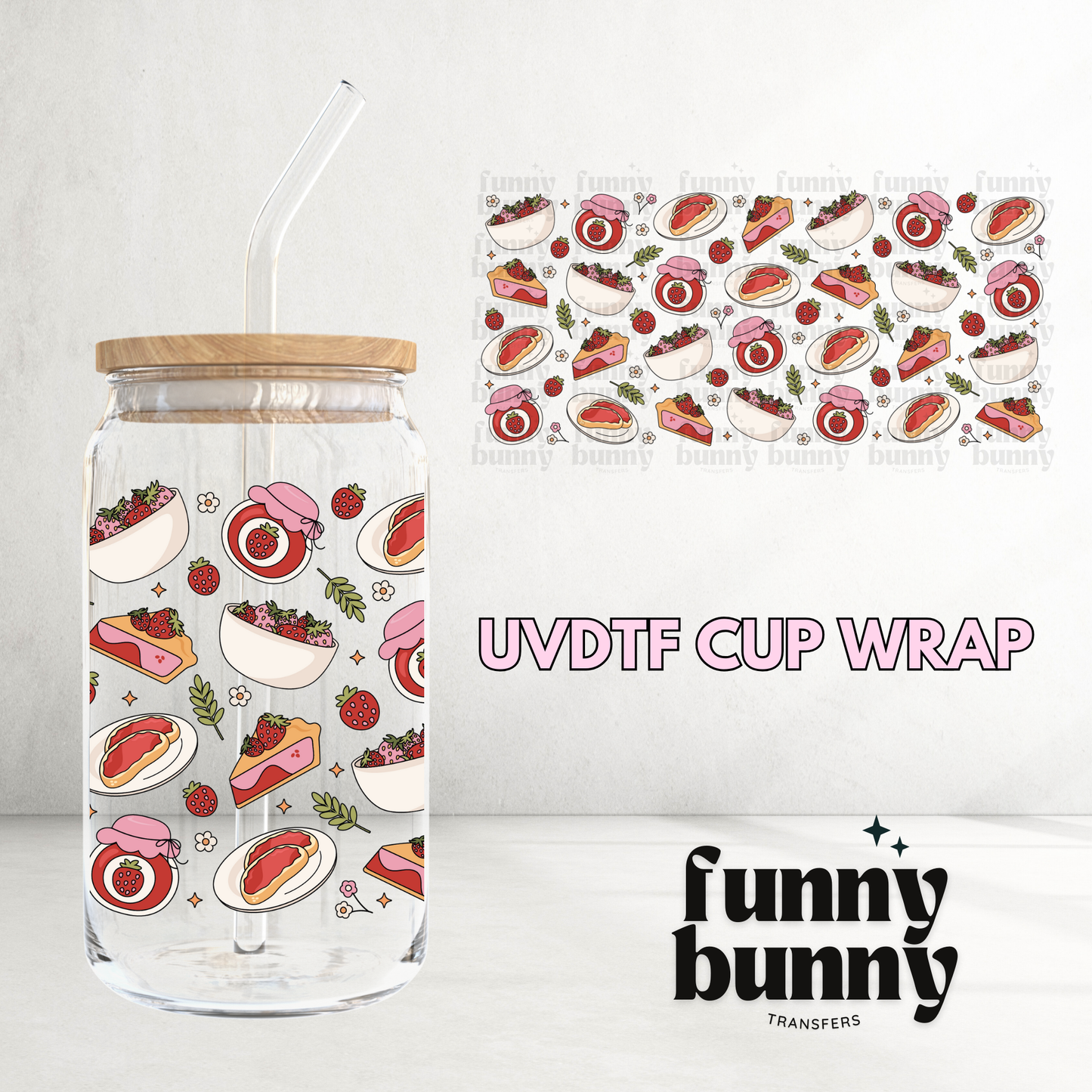 Strawberry Jam - 16oz UVDTF Cup Wrap