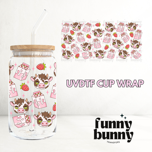 Strawberry Milk - 16oz UVDTF Cup Wrap