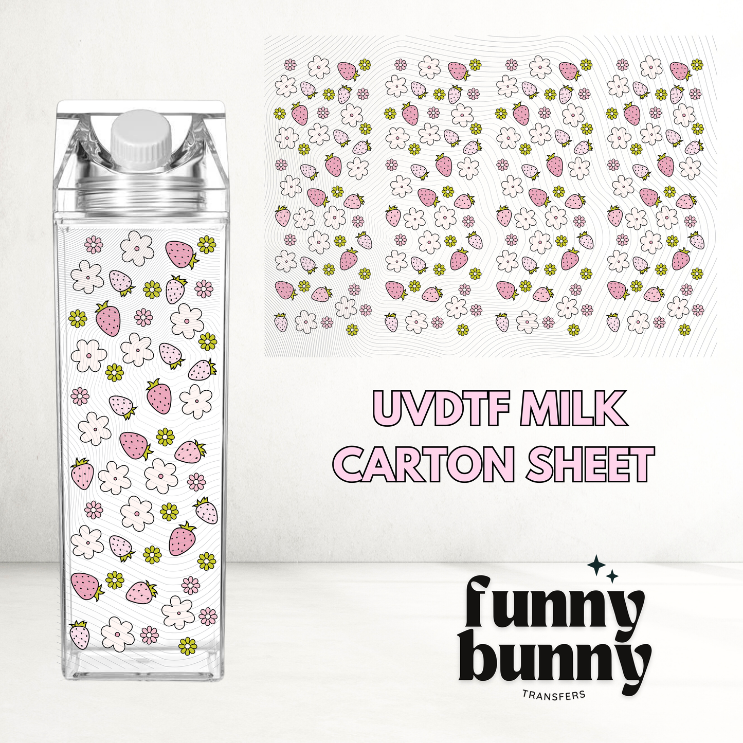 Strawberry Picnic - Milk Carton UVDTF Decals