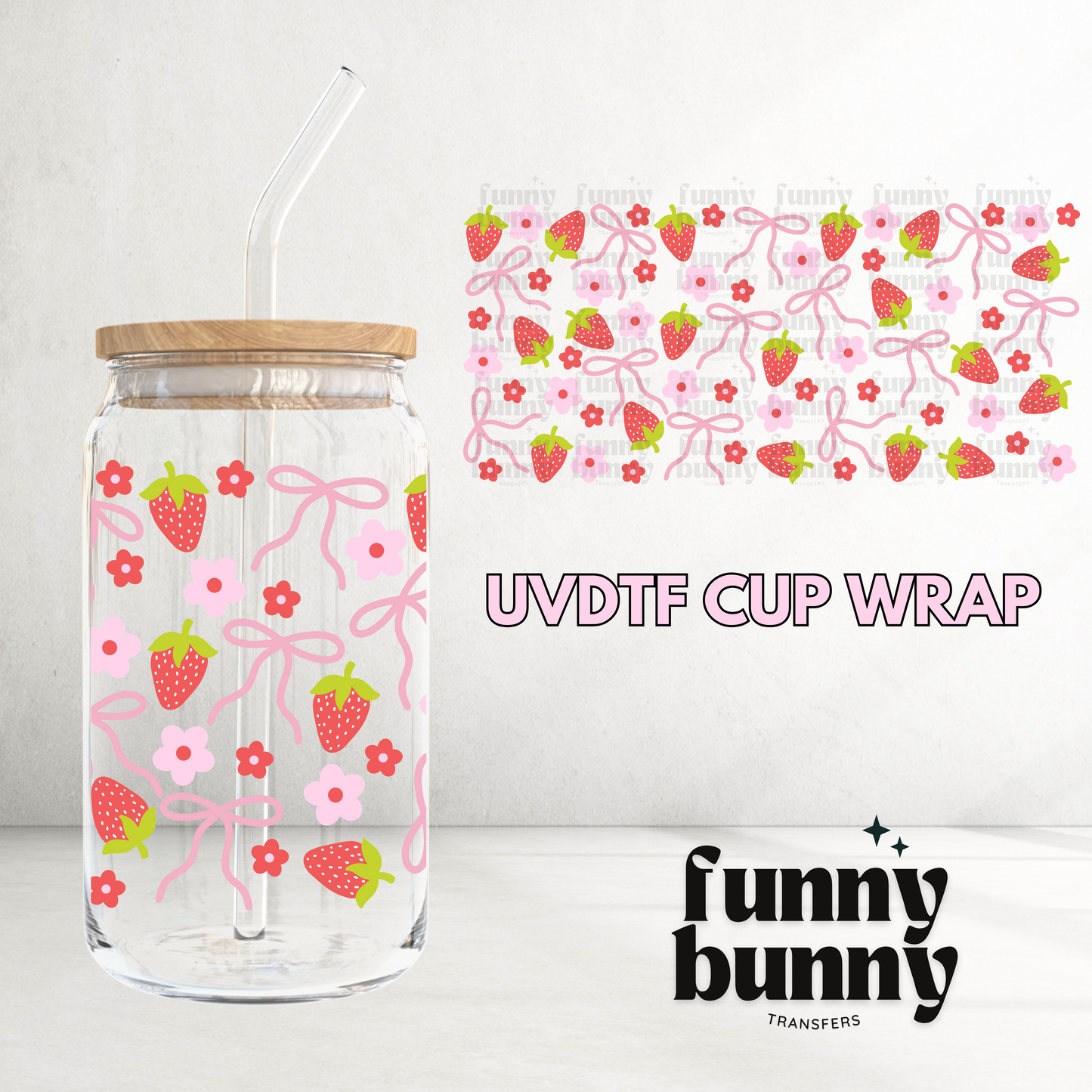 Strawberry Summer -  16oz UVDTF Cup Wrap