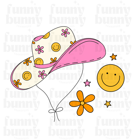 Smiley Cowgirl Retro Hat - Sublimation Transfer