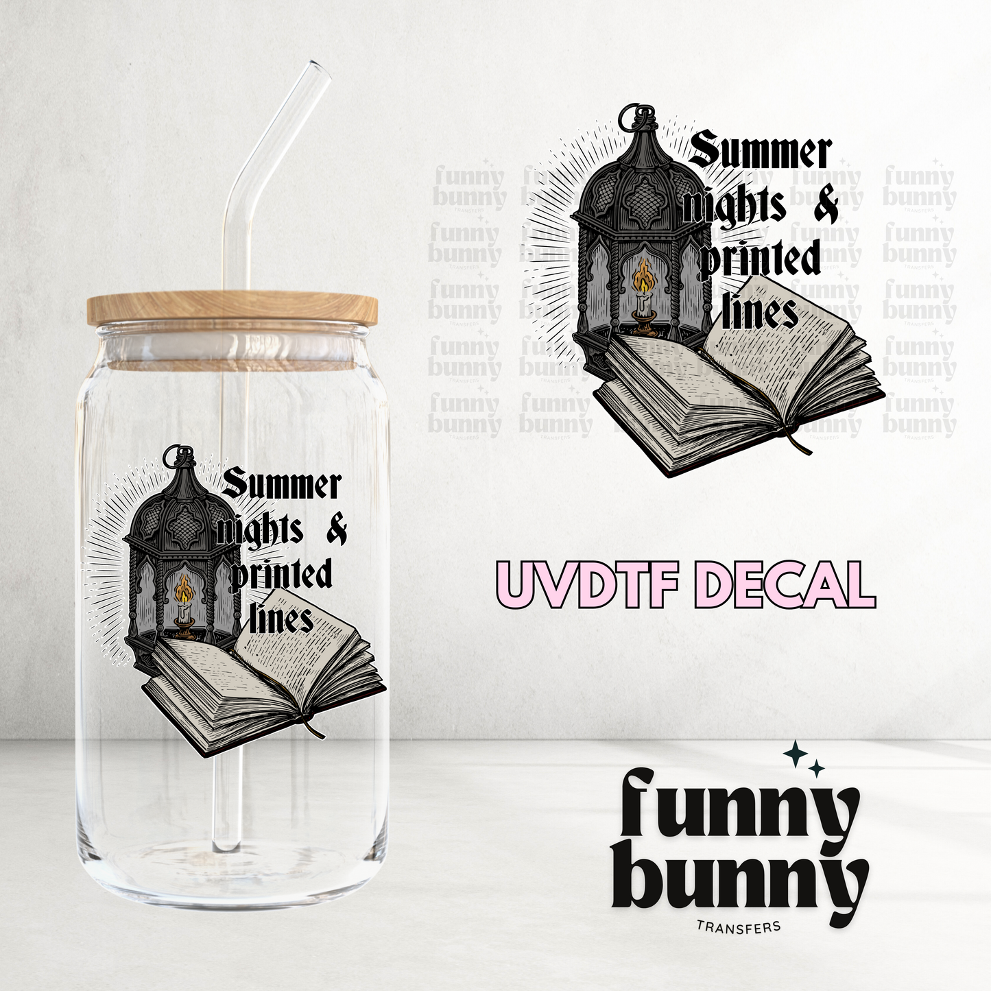 Summer Nights, Printed Lines - UVDTF Decal