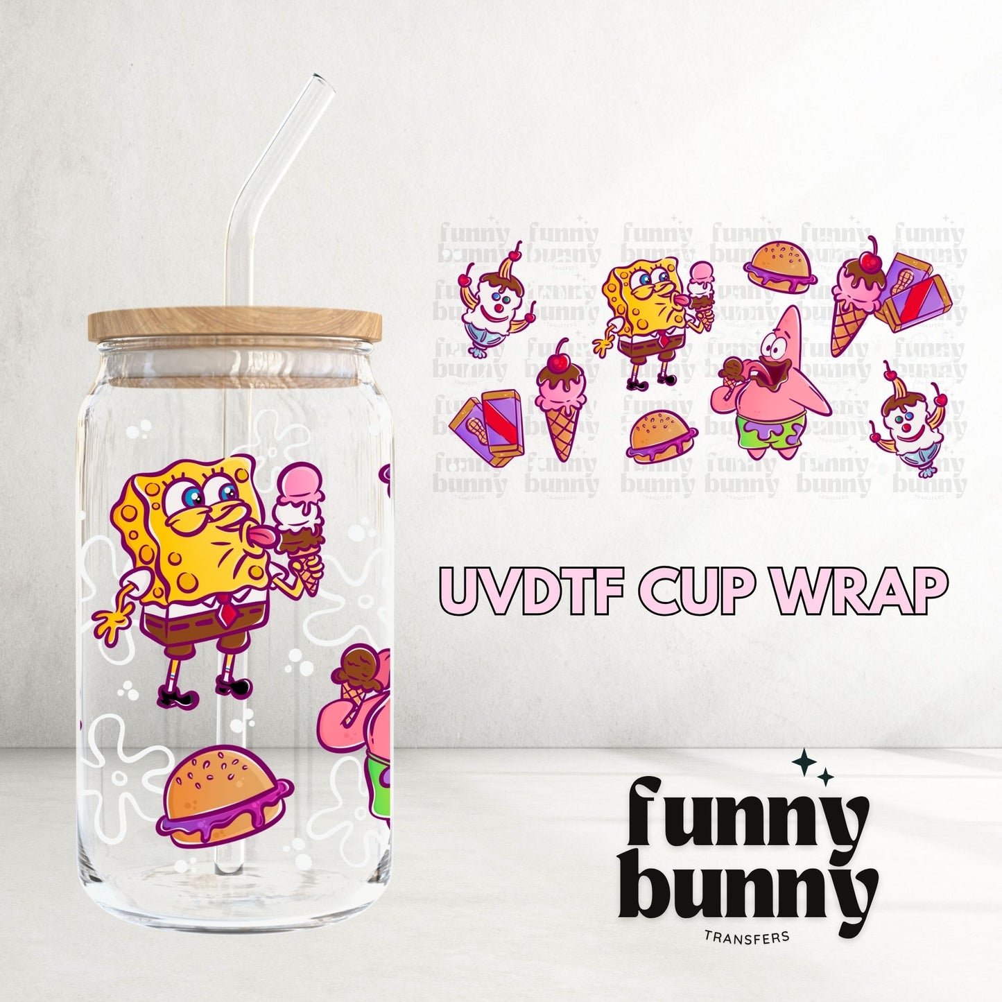 Summer Sponge Ice Cream - 16oz UVDTF Cup Wrap