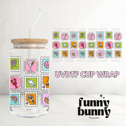 Summer Stamps - 16oz UVDTF Cup Wrap