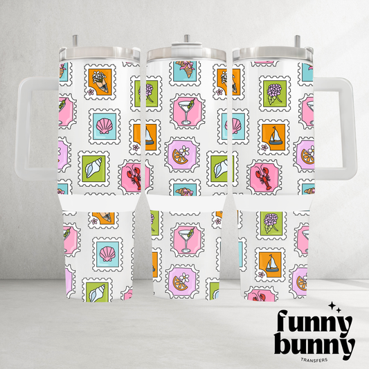 Summer Stamps - 40oz UVDTF Tumbler Wrap