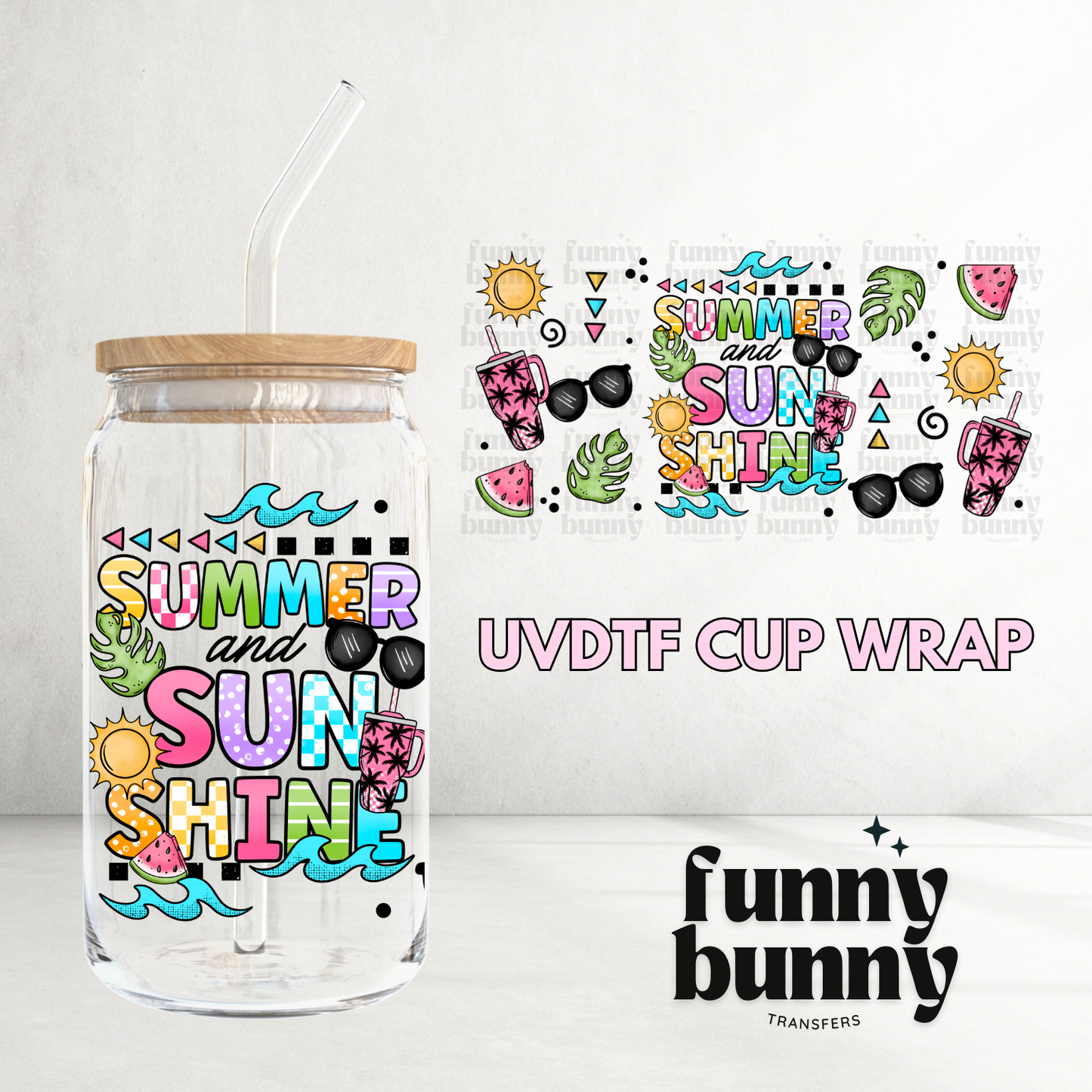 Summer & Sunshine - 16oz UVDTF Cup Wrap