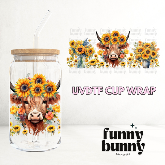 Sunflower Cow Girl - 16oz UVDTF Cup Wrap