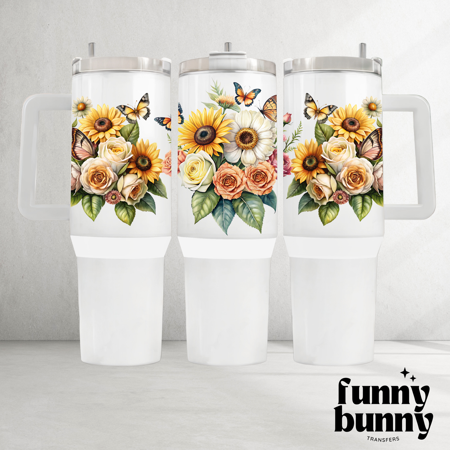 Sunflowers & Butterflies - 40oz UVDTF Tumbler Wrap