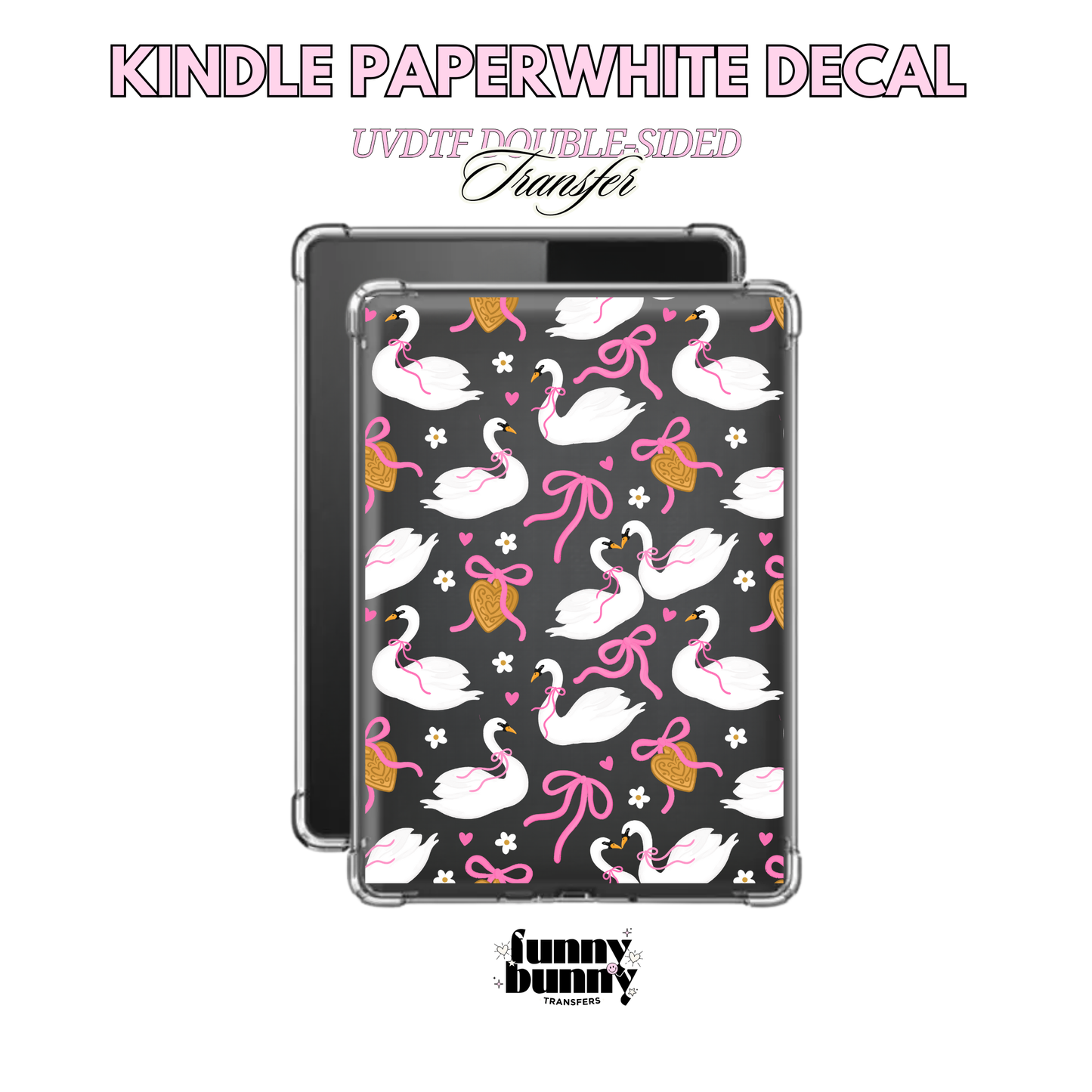 Swan Heart Bows - Kindle Decal
