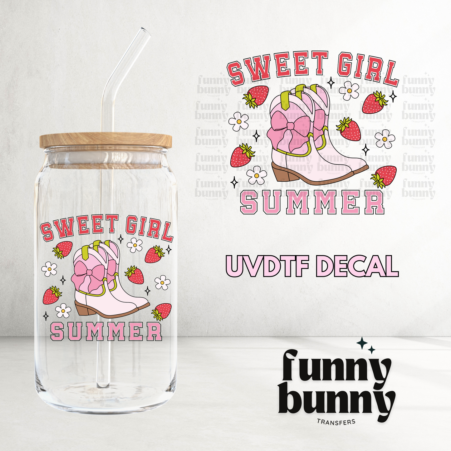 Sweet Strawberry Girl Summer - UVDTF Decal