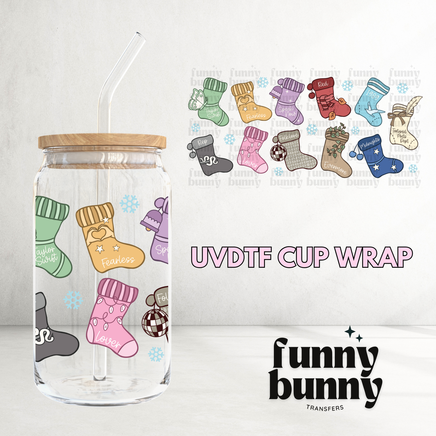 Swiftie Stockings - 16oz UVDTF Cup Wrap