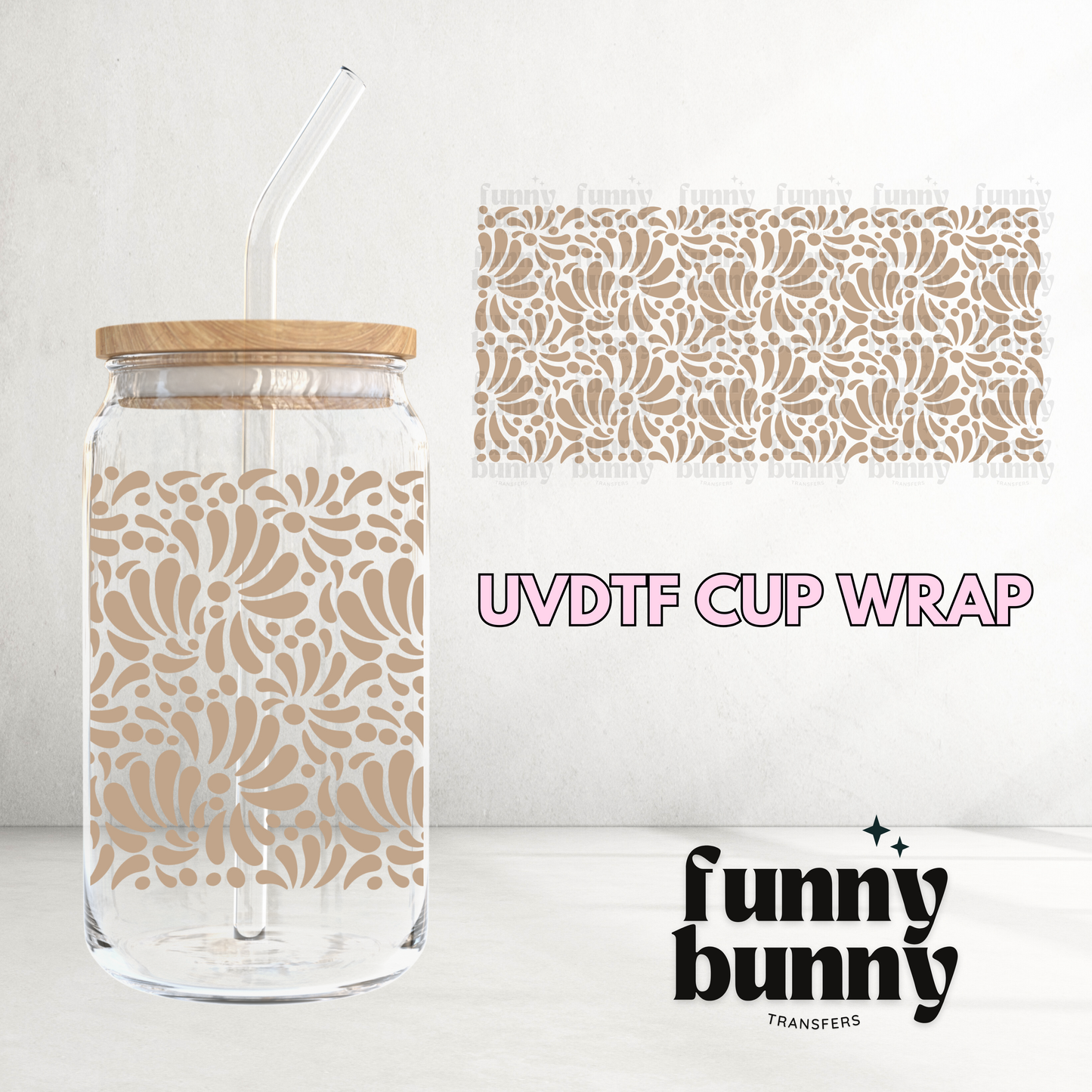 Talavera Mocha  - 16oz UVDTF Cup Wrap