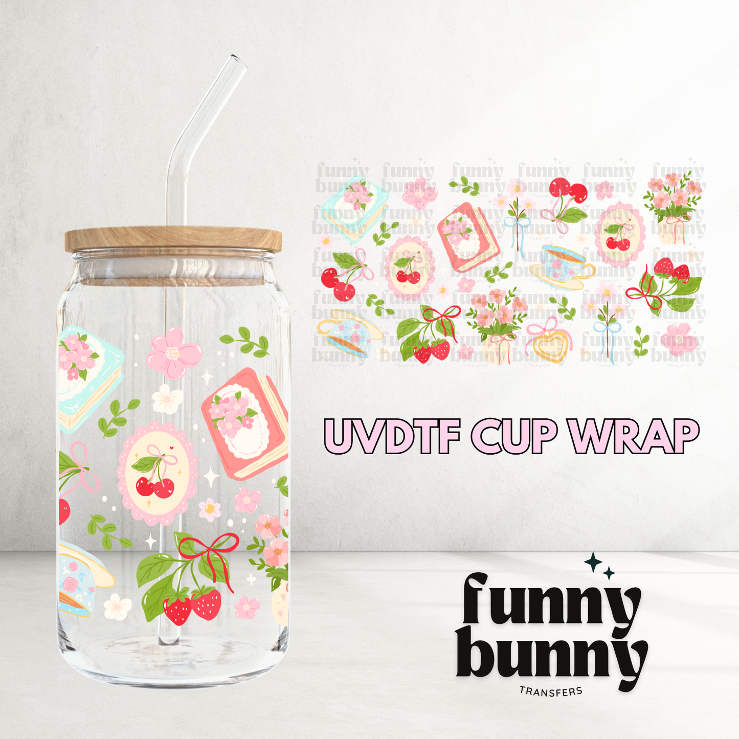 Tea Time Garden - 16oz UVDTF Cup Wrap